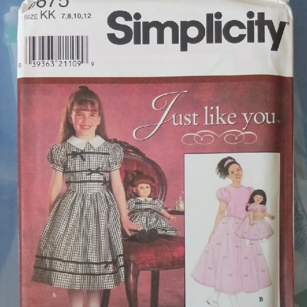 Simplicity Girls' Dress & 18" Doll Dress Pattern #0675